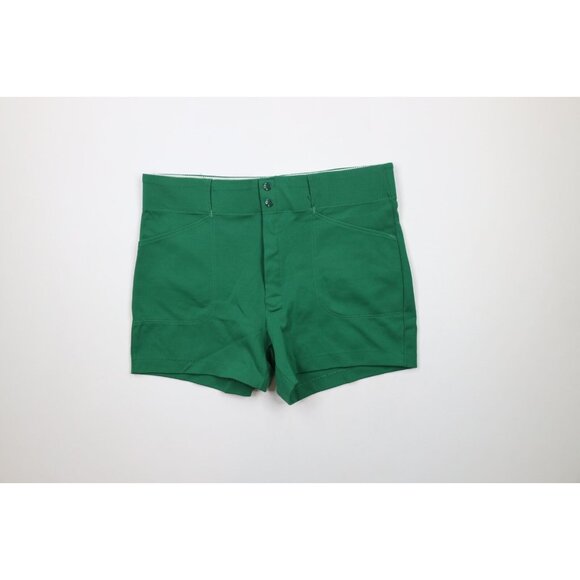 Vintage 70s Sand Knit Mens XL Above Knee Coach Coaches Shorts Kelly Green USA - Picture 1 of 8